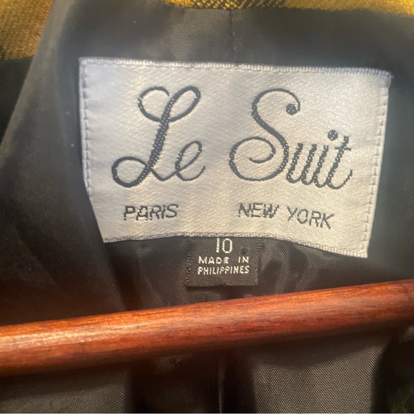 Le Suit Women's Vintage Yellow And Black Plaid Checker Jacket Size 10 - Picture 7 of 9